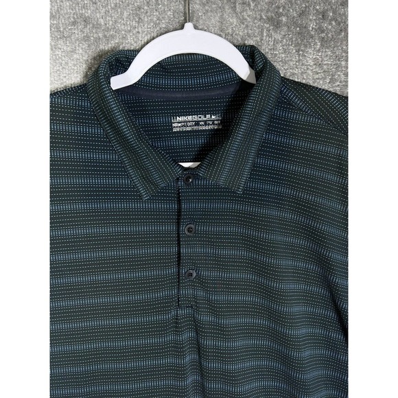 NIKE GOLF Fit Dry Polo Shirt Mens Size XXL Stretch Black Blue Short Sleeve - Picture 5 of 10